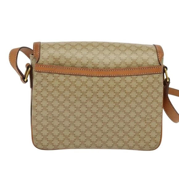 CELINE Macadam Canvas Shoulder Bag Beige Gold - Picture 2 of 16